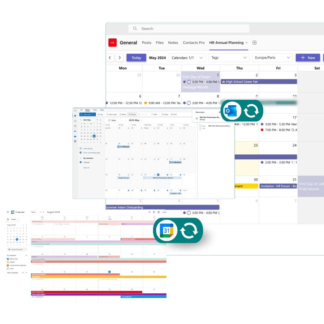 AI Shared Calendar Pro calendar connectivity: synchronize Outlook, Google Calendar, and ICS calendars