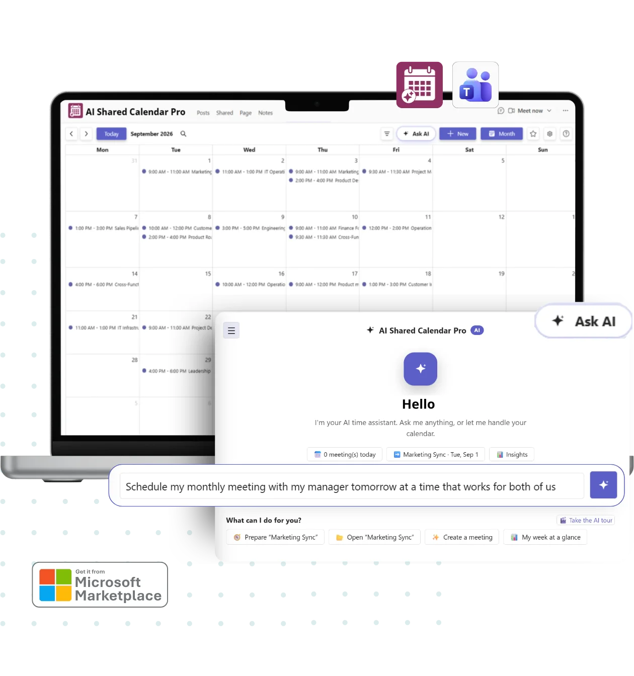 AI Shared Calendar Pro - AI-powered shared calendar and scheduling assistant for Microsoft Teams, built on Calendar Pro