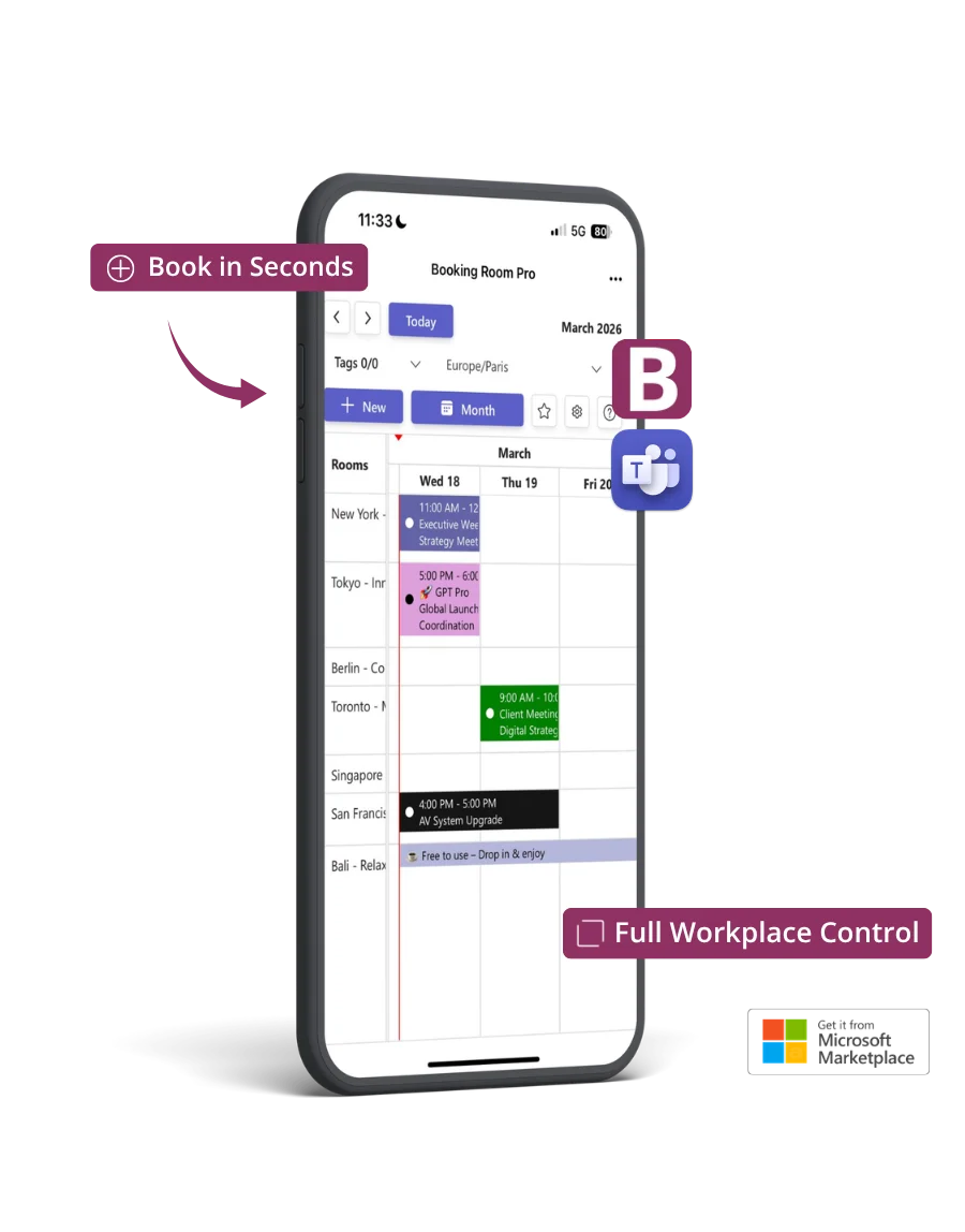 Booking Room Pro room reservation in Microsoft Teams