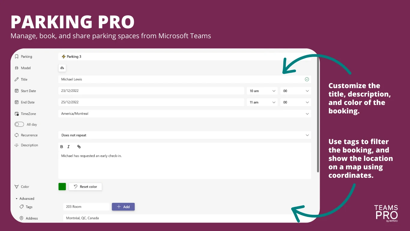 parking management solution for microsoft teams