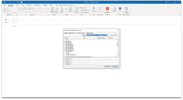 Distribution lists on Outlook