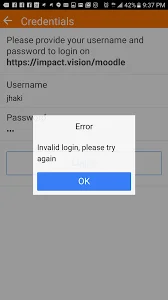 invalid password and login